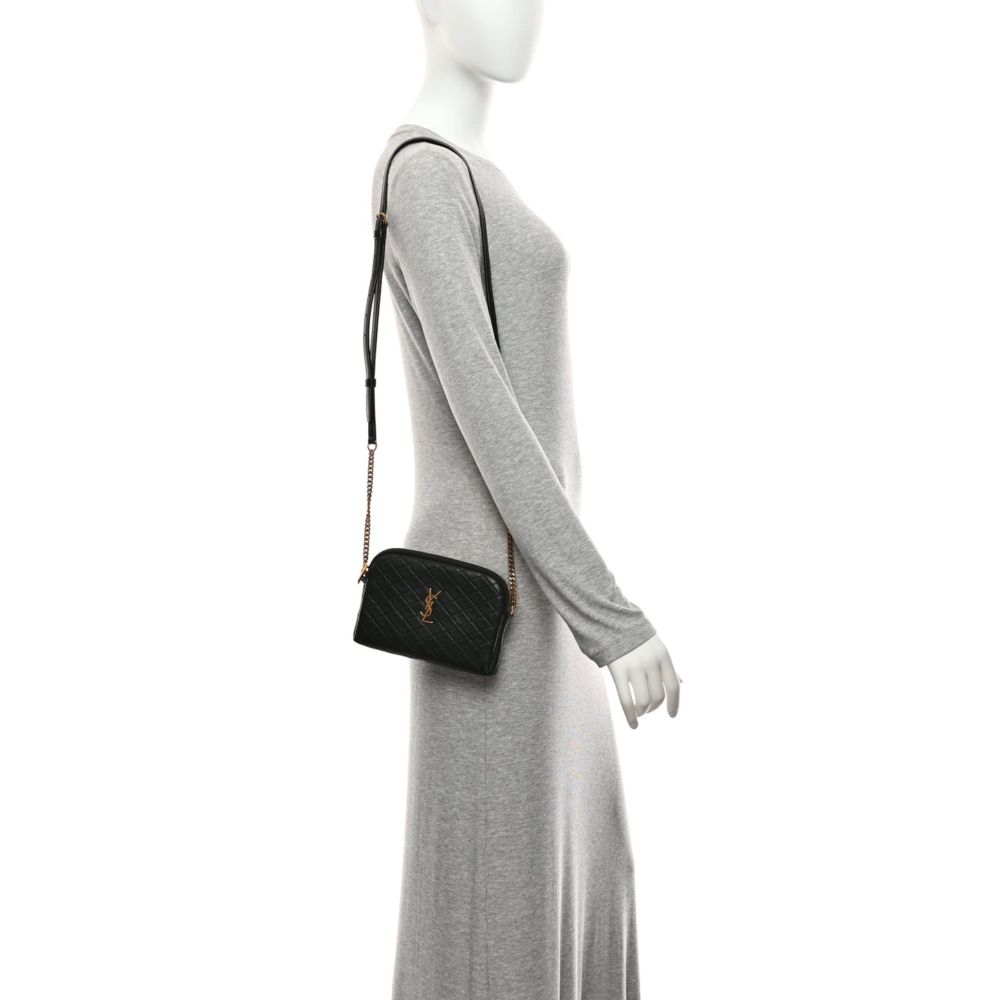 Lambskin Quilted Gaby Zipped Pouch Black