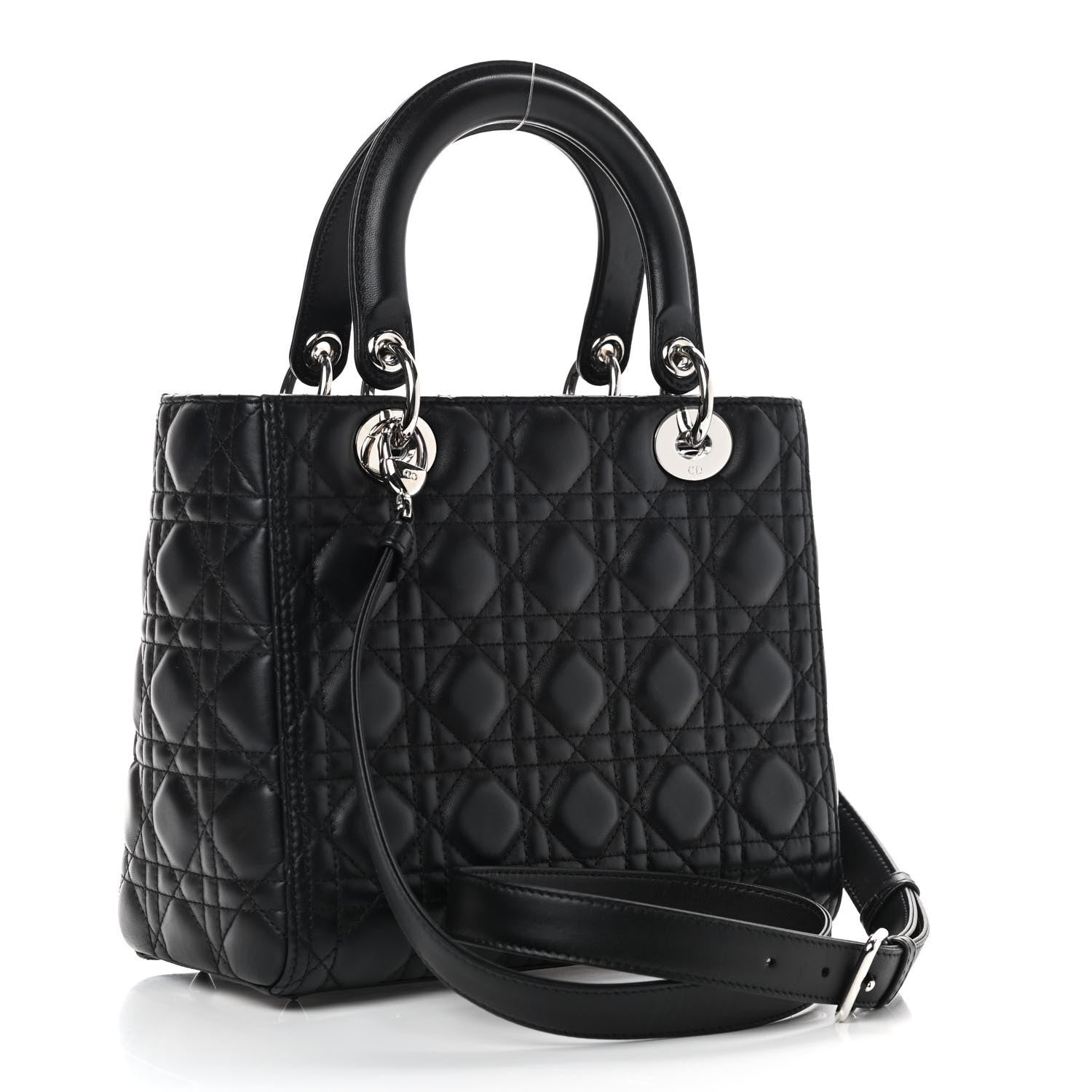 Christian Dior Lambskin Cannage Medium Lady Dior Black 3 of 10