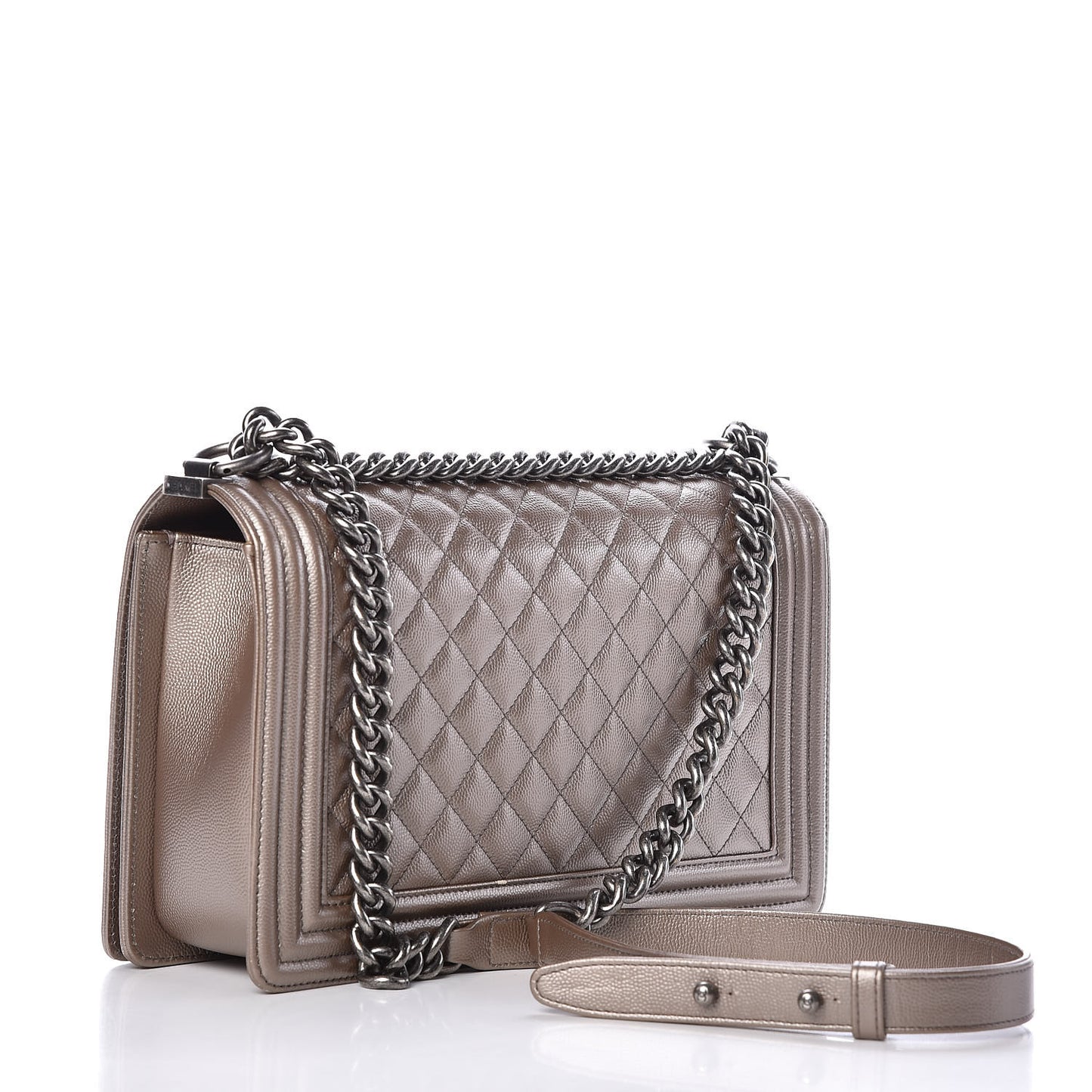Metallic Caviar Quilted New Medium Boy Flap Copper