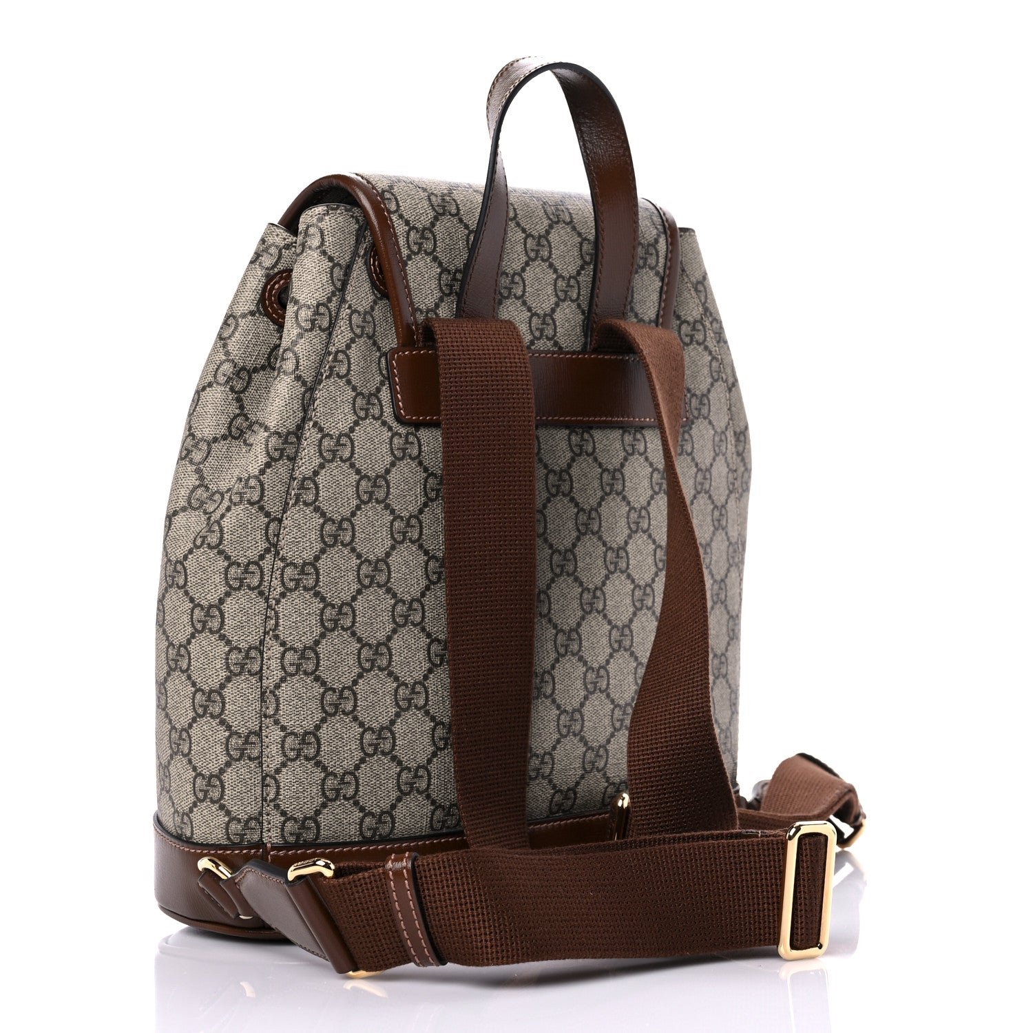 Gucci GG Supreme Monogram Azalea Calfskin Retro Interlocking G Buckle Backpack Beige Ebony Brown Sugar 3 of 10