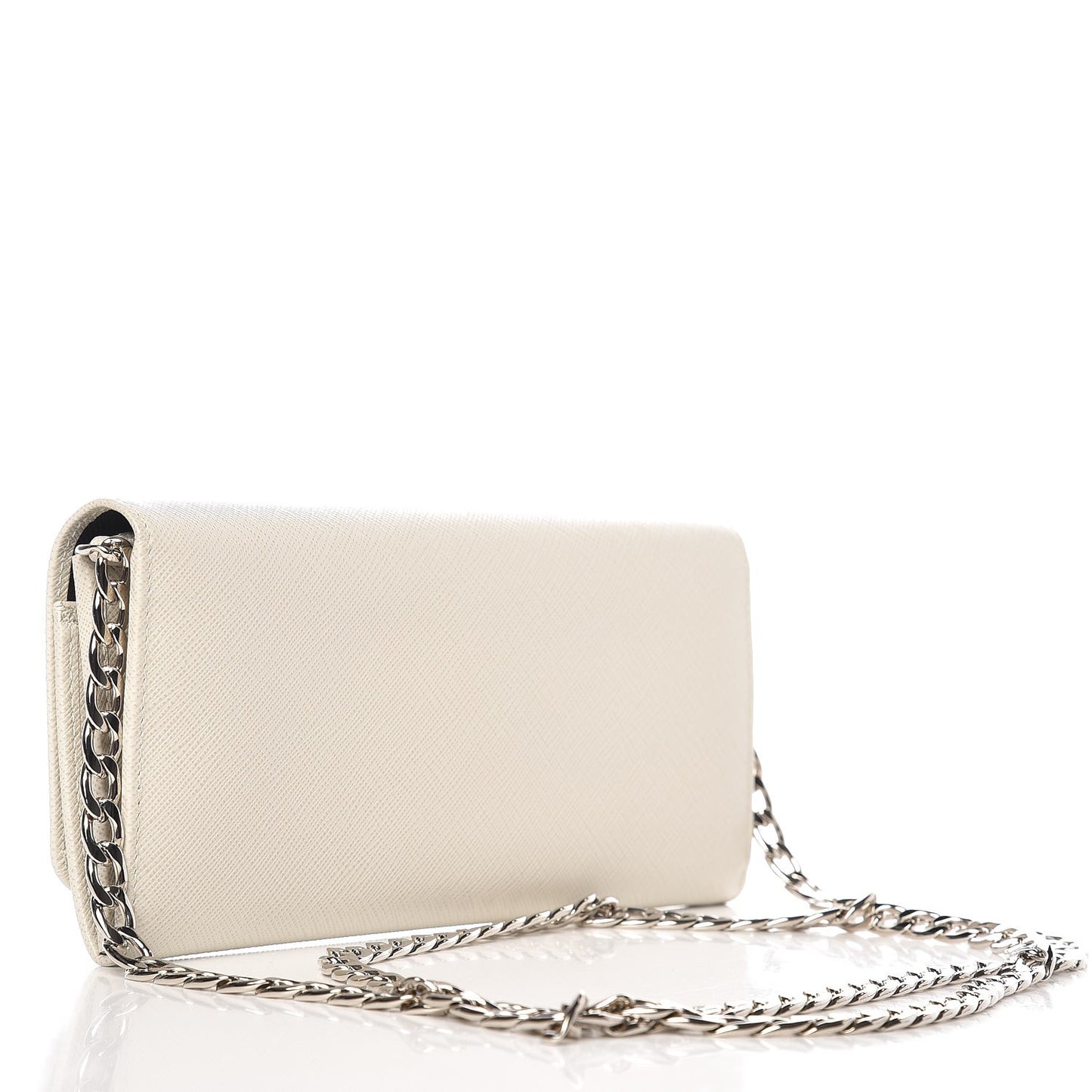 Saffiano Bi-Color Chain Wallet Talco Nero Black