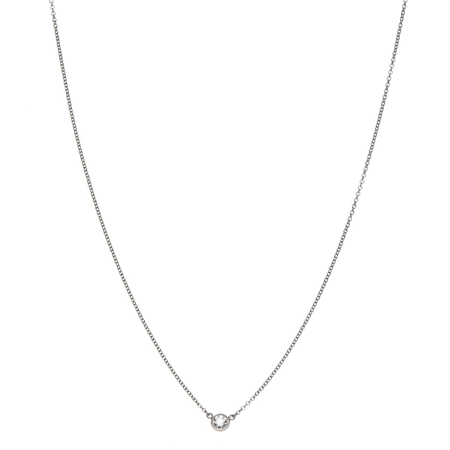 Tiffany Platinum Diamond .14ct Elsa Peretti Diamonds by the Yard Pendant Necklace 1 of 7