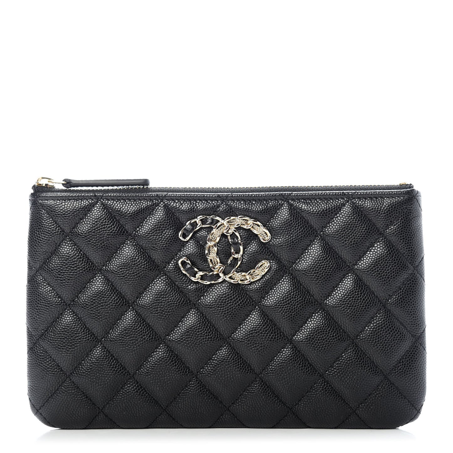 Caviar Quilted French New Wave Small CC Pouch Black
