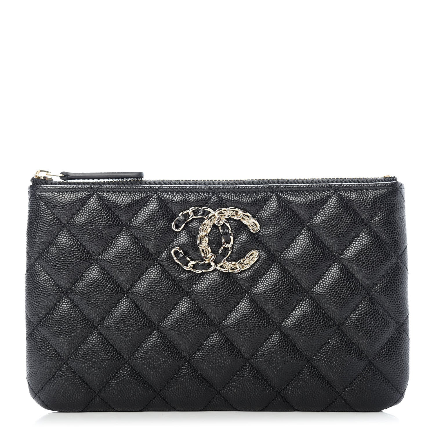 Chanel Caviar Quilted French New Wave Small CC Pouch Black 1 of 7