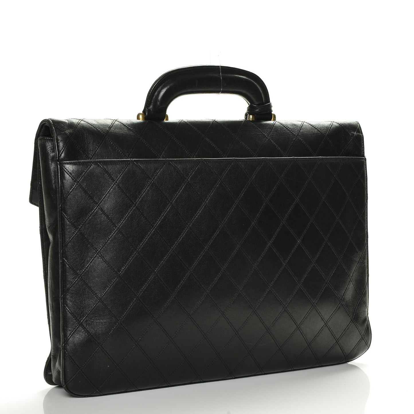 Lambskin Quilted Briefcase Bag Black