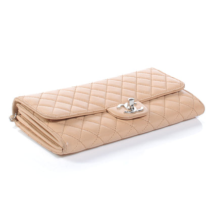 Chanel Lambskin Quilted Clutch Flap Beige 4 of 10