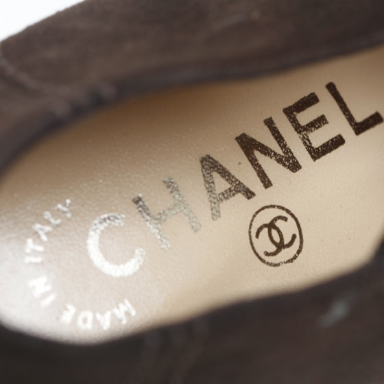 Chanel Suede Booties 37.5 Brown 9 of 10