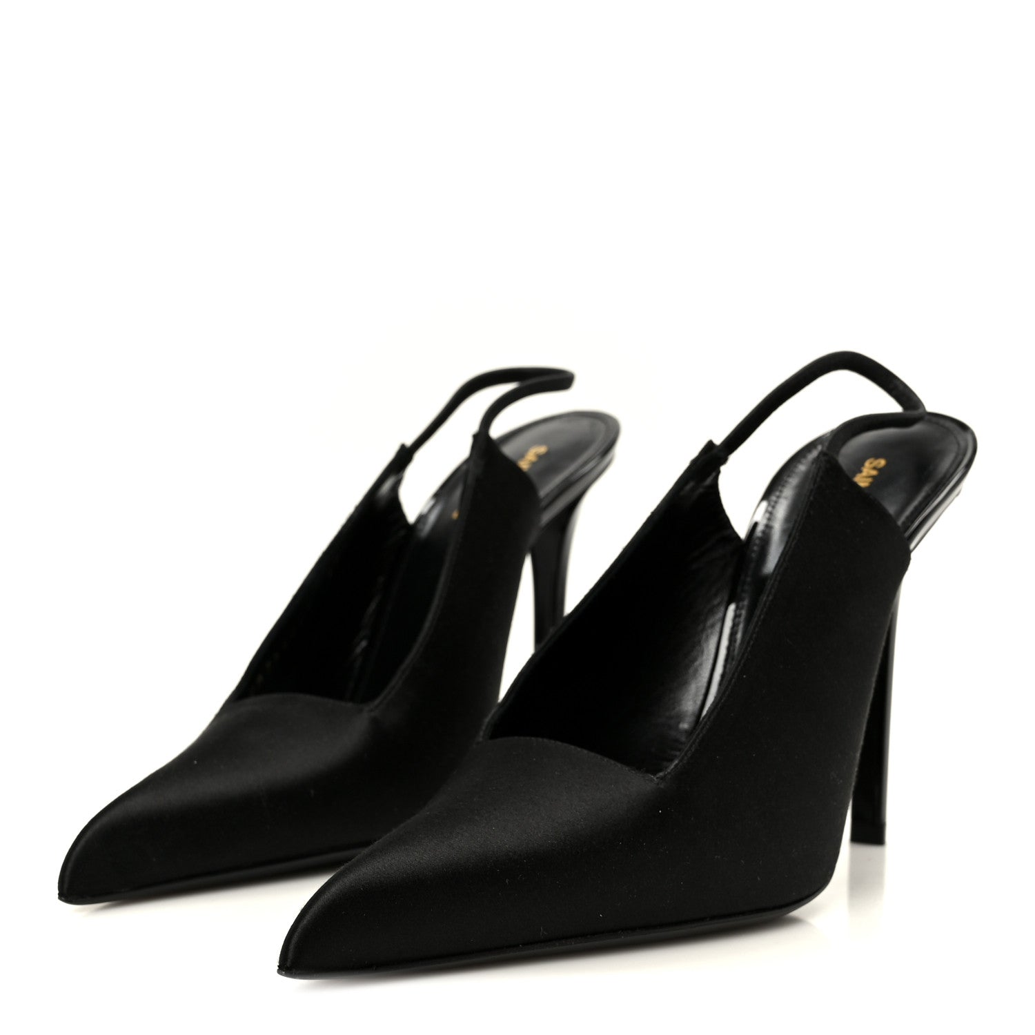 Saint Laurent Raso Regale Raven 110 Slingback Pumps 37 Black 4 of 10