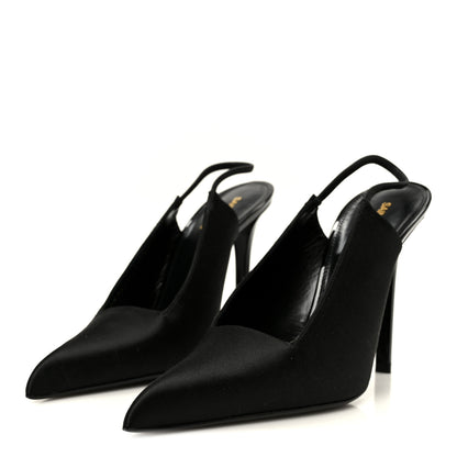 Saint Laurent Raso Regale Raven 110 Slingback Pumps 37 Black 4 of 10