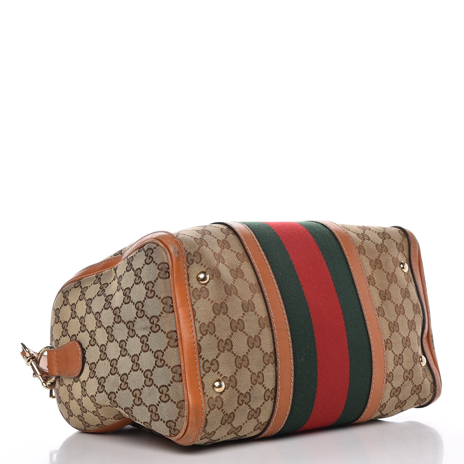 Gucci Monogram Vintage Web Medium Boston Tobacco 5 of 17