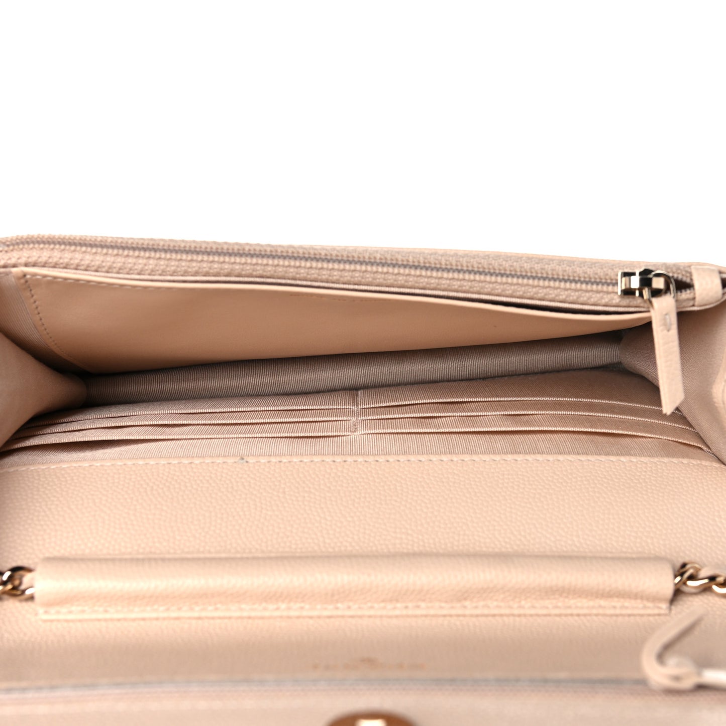 Caviar Quilted Coco Candy Wallet On Chain WOC Beige