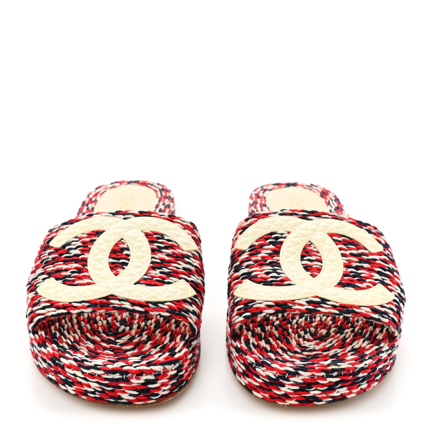 Cord CC Espadrille Slip On Sandals 40 Red Blue White