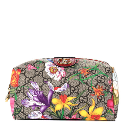 Gucci Soft GG Supreme Monogram Flora Calfskin Medium Ophidia Cosmetic Case Beige Ebony Multicolor Rosso 1 of 10