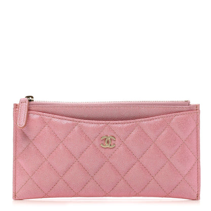 Chanel Iridescent Caviar Quilted Classic Zip Pouch Rose Pink 1 of 8