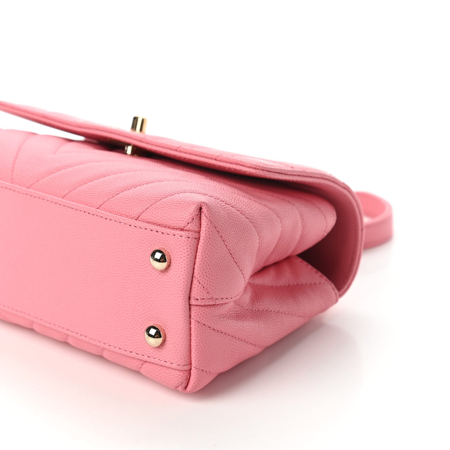 Caviar Chevron Quilted Mini Coco Handle Flap Pink