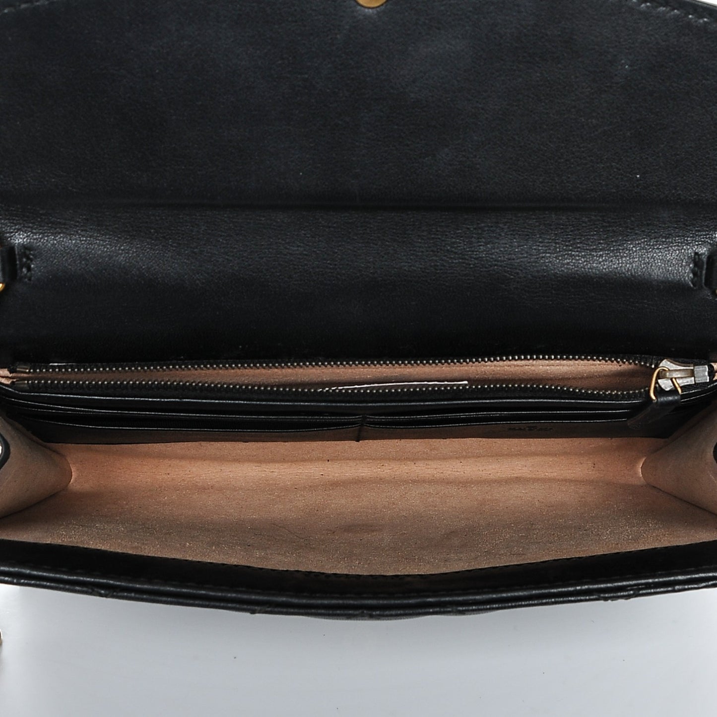 Calfskin Matelasse Mini GG Marmont Chain Wallet Black