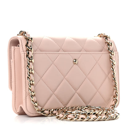 Chanel Lambskin Plexi Quilted Wallet On Chain WOC Light Beige 3 of 10