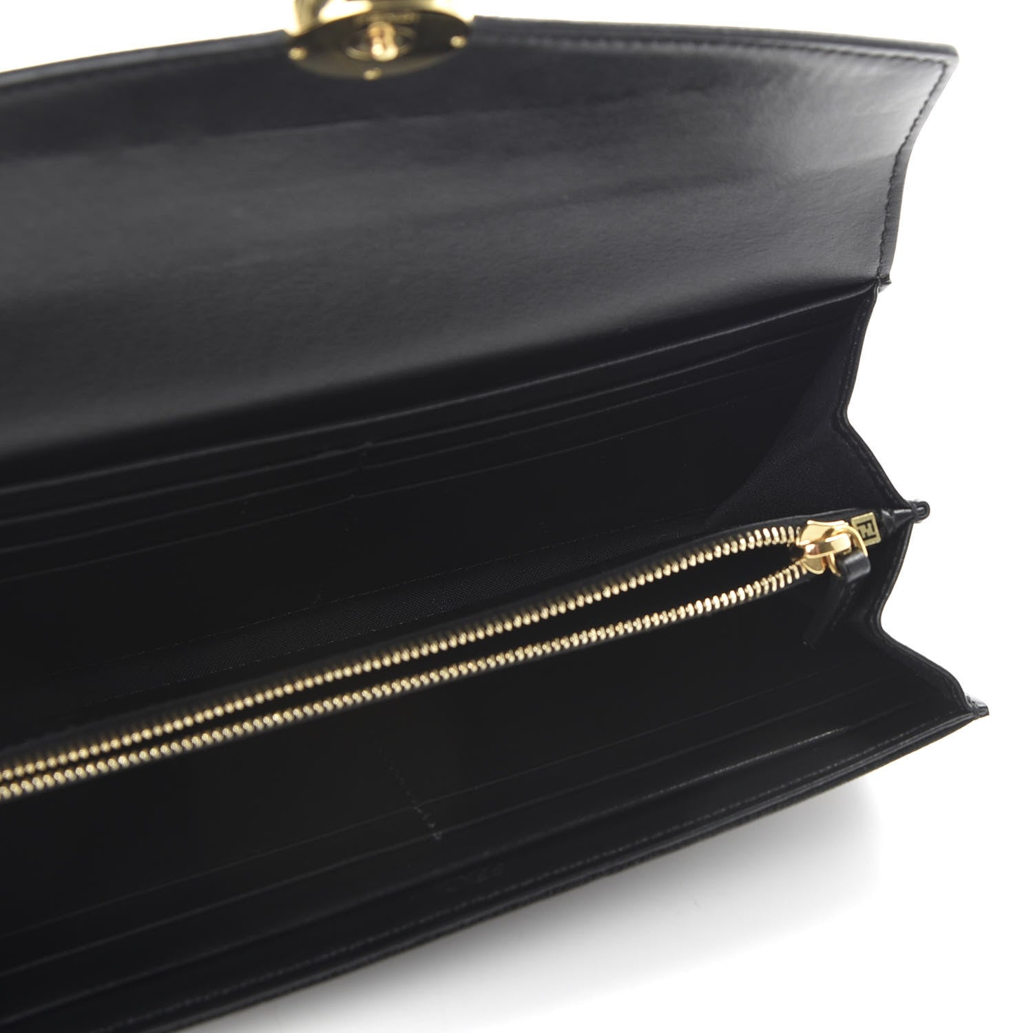 Fendi Vitello Cruise F is Fendi Bi-Color FF 1974 Embossed Continental Envelope Wallet Maya Black 5 of 7