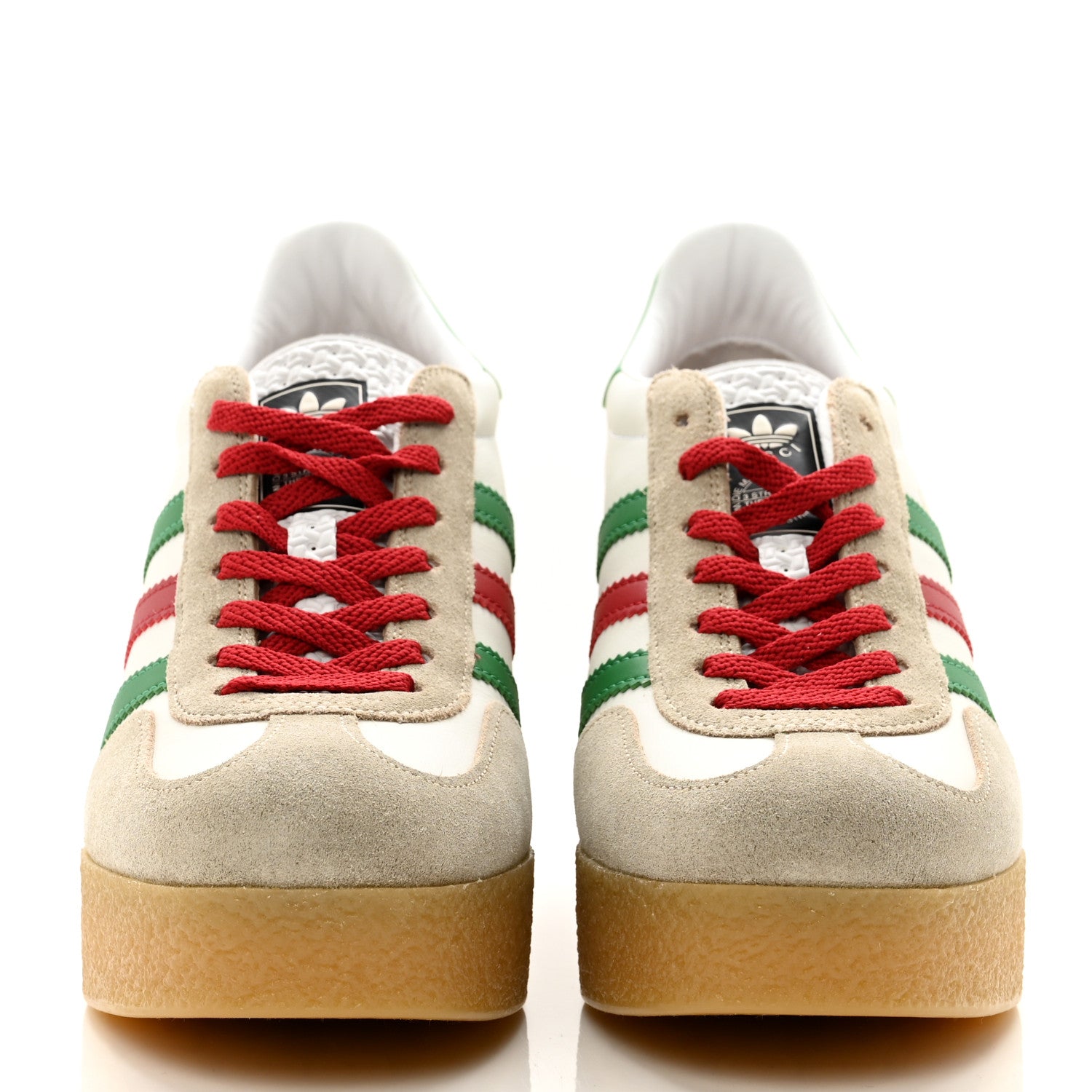 Gucci X ADIDAS Suede Madeira Gazelle Wedge Sneakers 40 Oatmeal White New Shamarock Hibiscus Red 2 of 8