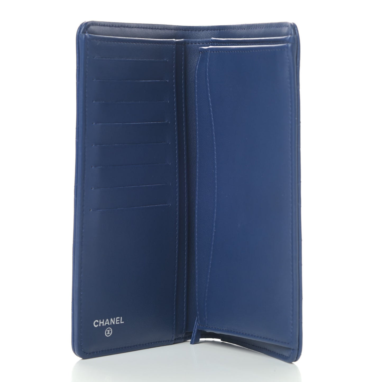 Lambskin Quilted Yen Wallet Dark Blue