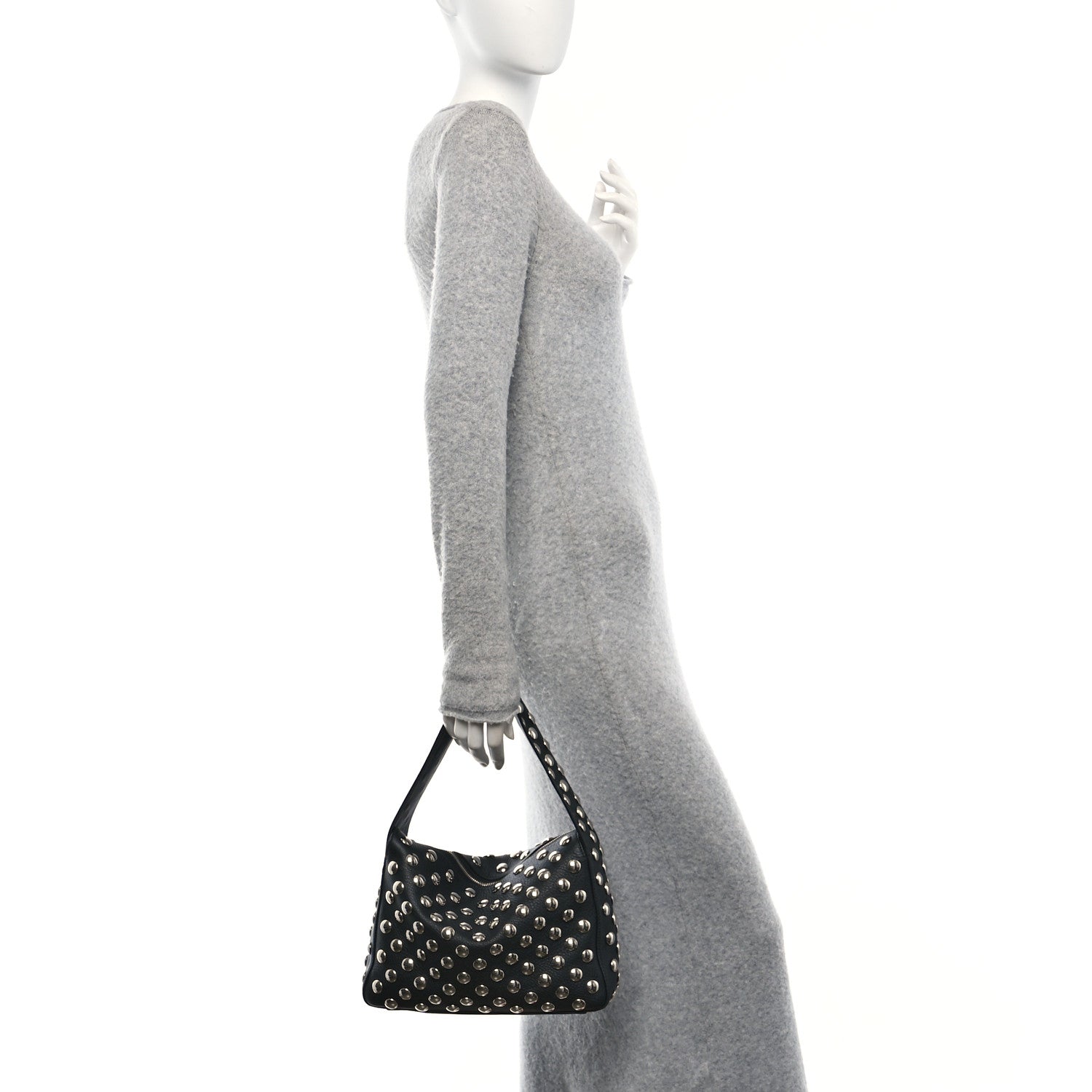 Khaite Pebbled Sport Calfskin Studded Elena Black 2 of 9