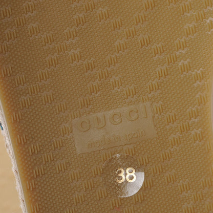 Gucci Tapestry Brocade Blind For Love Espadrilles 38 Acquamarine Green Black 6 of 9