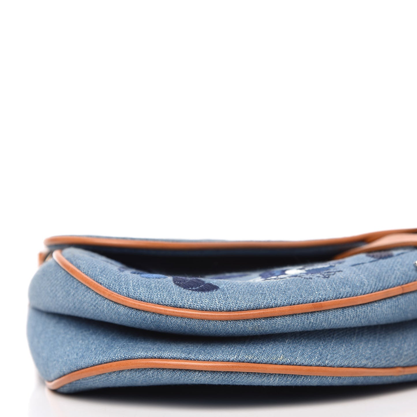 Denim Embroidered Saddle Bag Blue