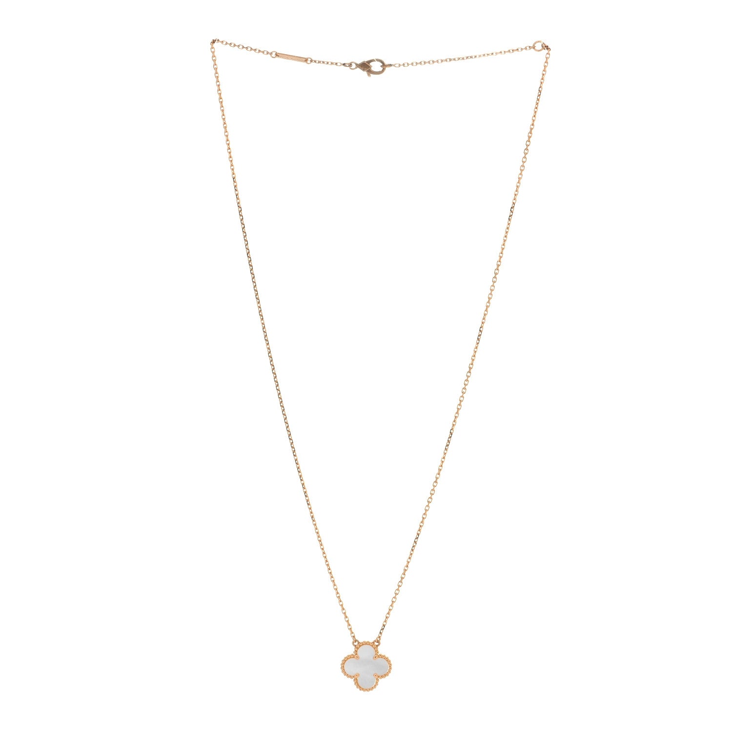 Van Cleef & Arpels 18K Yellow Gold Mother of Pearl Vintage Alhambra Pendant Necklace 2 of 6