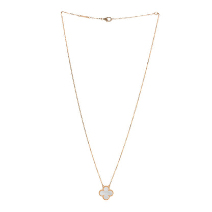 Van Cleef & Arpels 18K Yellow Gold Mother of Pearl Vintage Alhambra Pendant Necklace 2 of 6