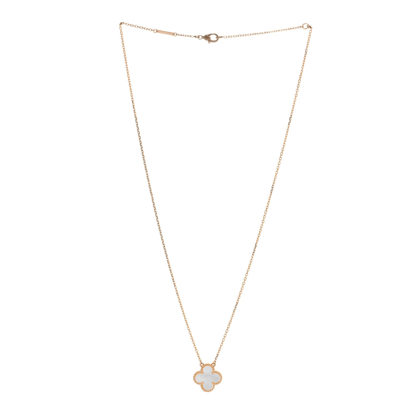 18K Yellow Gold Mother of Pearl Vintage Alhambra Pendant Necklace
