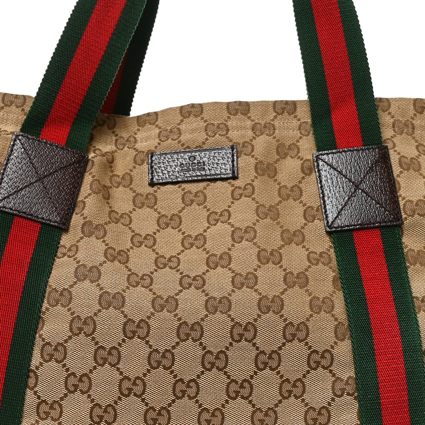 GG Monogram Medium Web Handle Vertical Tote Dark Brown