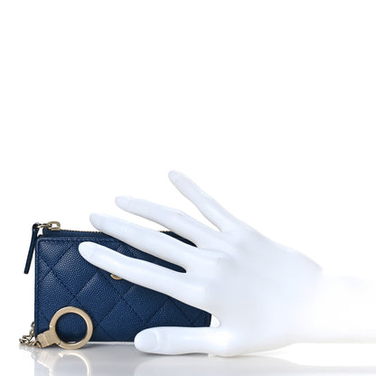 Chanel Caviar Quilted Key Holder Case Navy 2 of 9