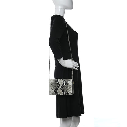 Jimmy Choo Elaphe Snakeskin Printed Wallet on Chain Light Stone 2 of 8