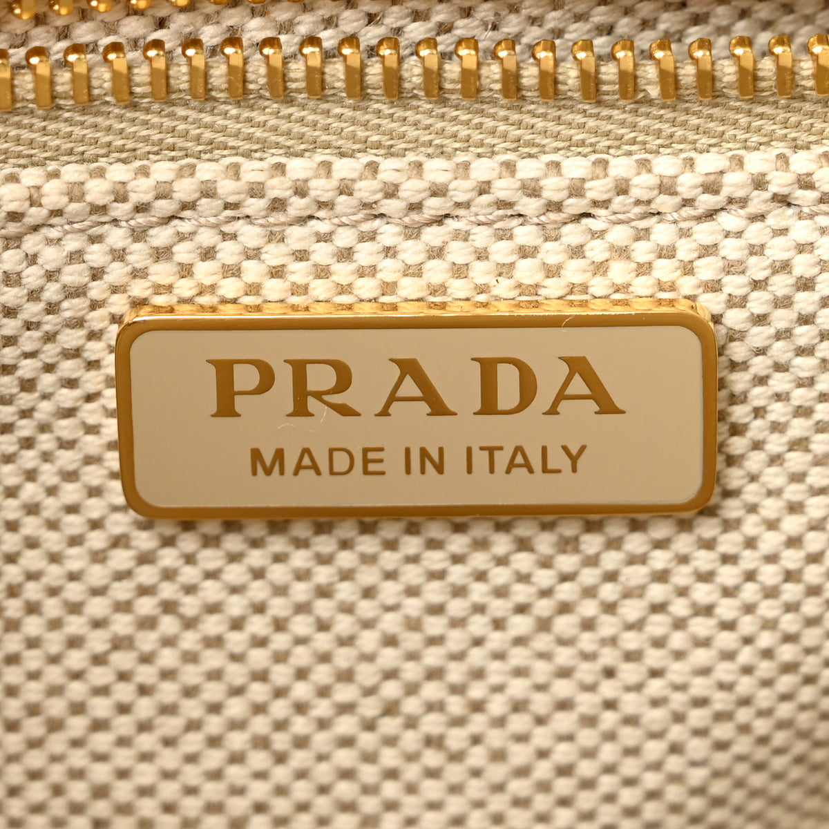 Prada Canvas Mistolino Ricamo Small Logo Tote Naturale 6 of 10