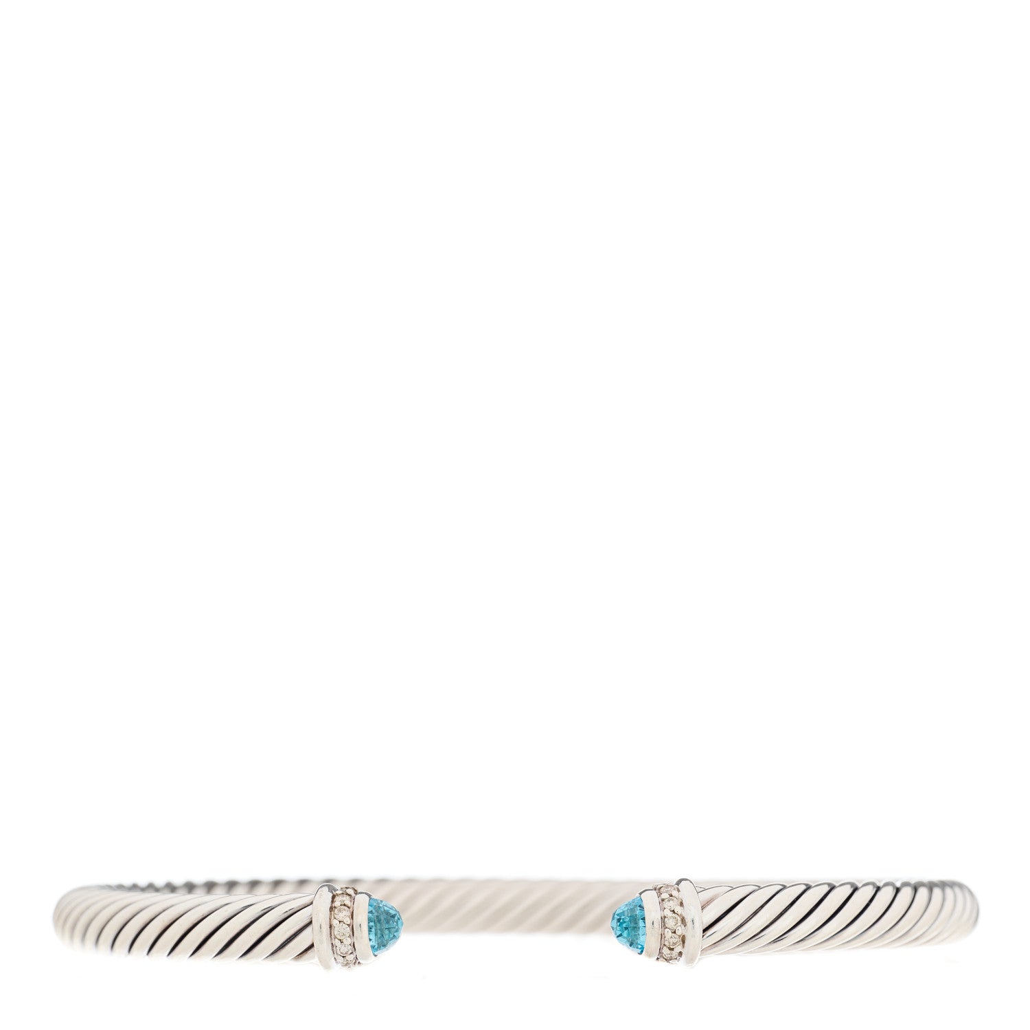 David Yurman Sterling Silver Diamond Blue Topaz 5mm Cable Classics Bracelet 1 of 3