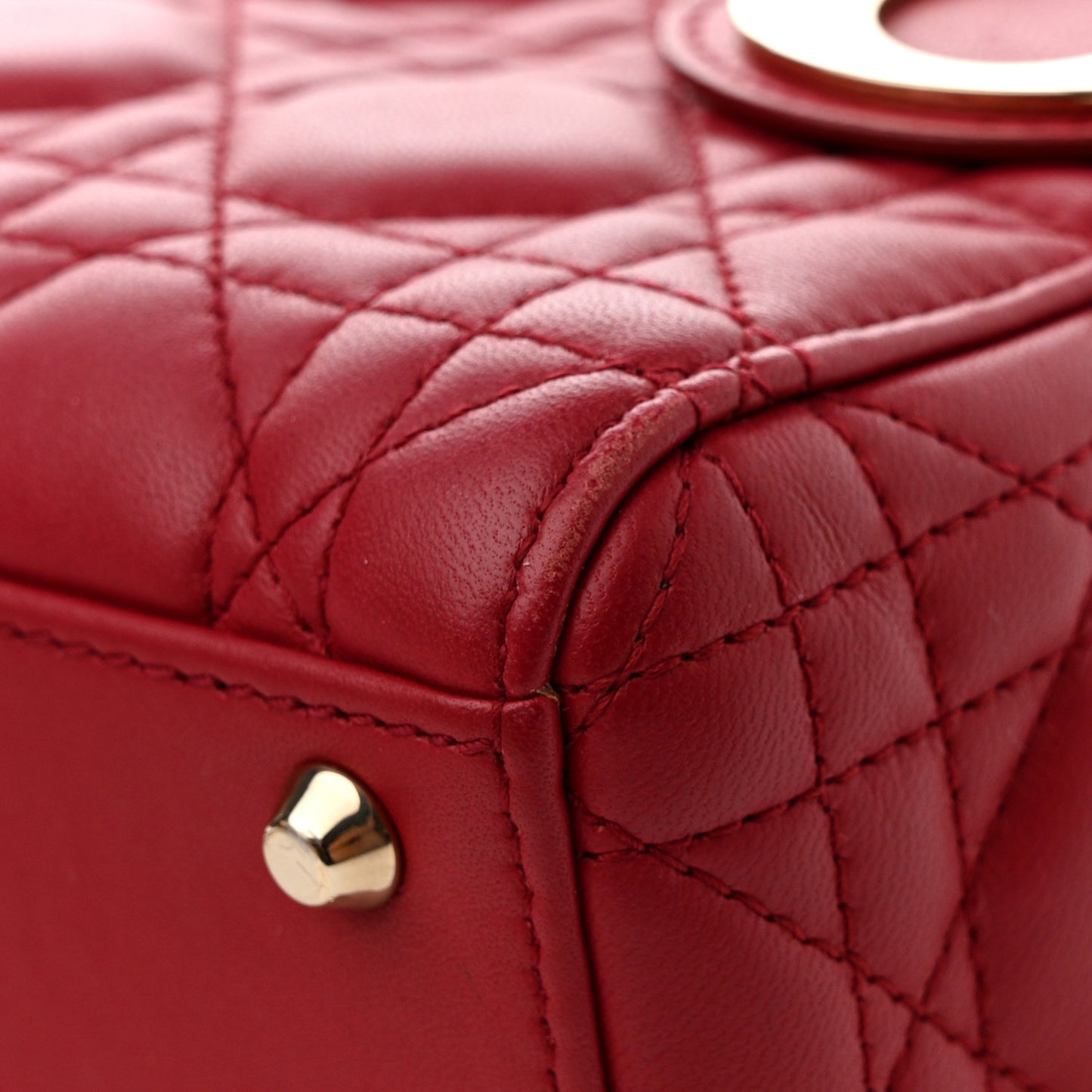 Lambskin Cannage Mini Lady Dior Burgundy
