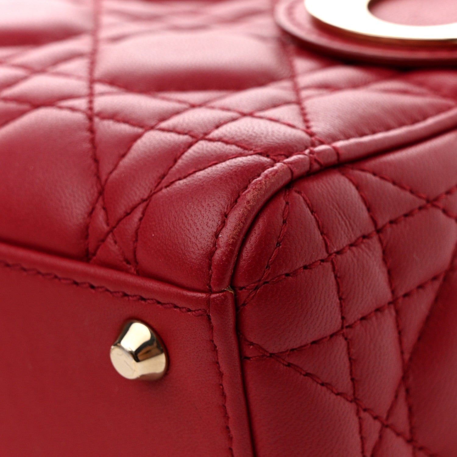 Christian Dior Lambskin Cannage Mini Lady Dior Burgundy 14 of 15