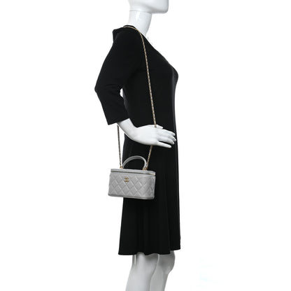 Chanel Lambskin Quilted Small Top Handle Vanity Case With Chain Light Grey 2 of 15