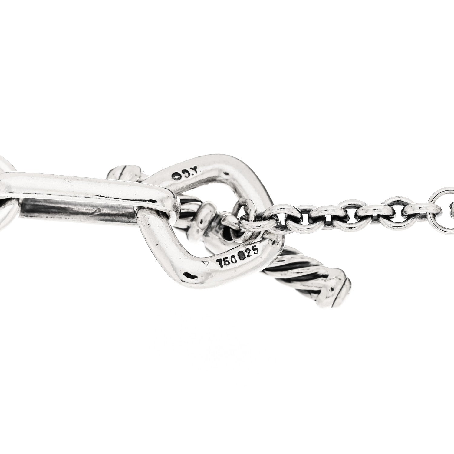 David Yurman Sterling Silver 18K Yellow Gold Figaro Two Tone Link Necklace 4 of 4