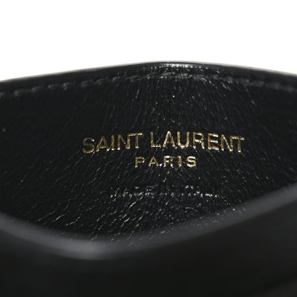 Saint Laurent Grain De Poudre Matelasse Chevron Monogram Credit Card Case Black 6 of 7