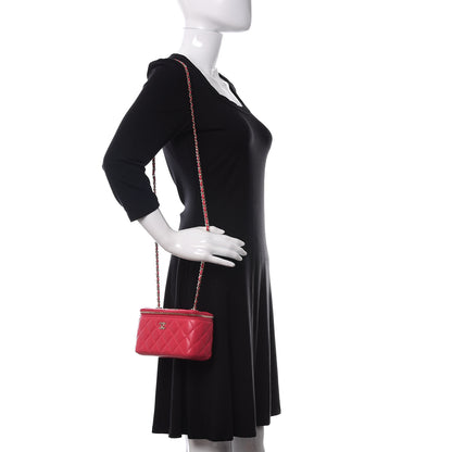 Chanel Lambskin Quilted Trendy Small Vanity Case With Chain Dark Pink 2 of 12