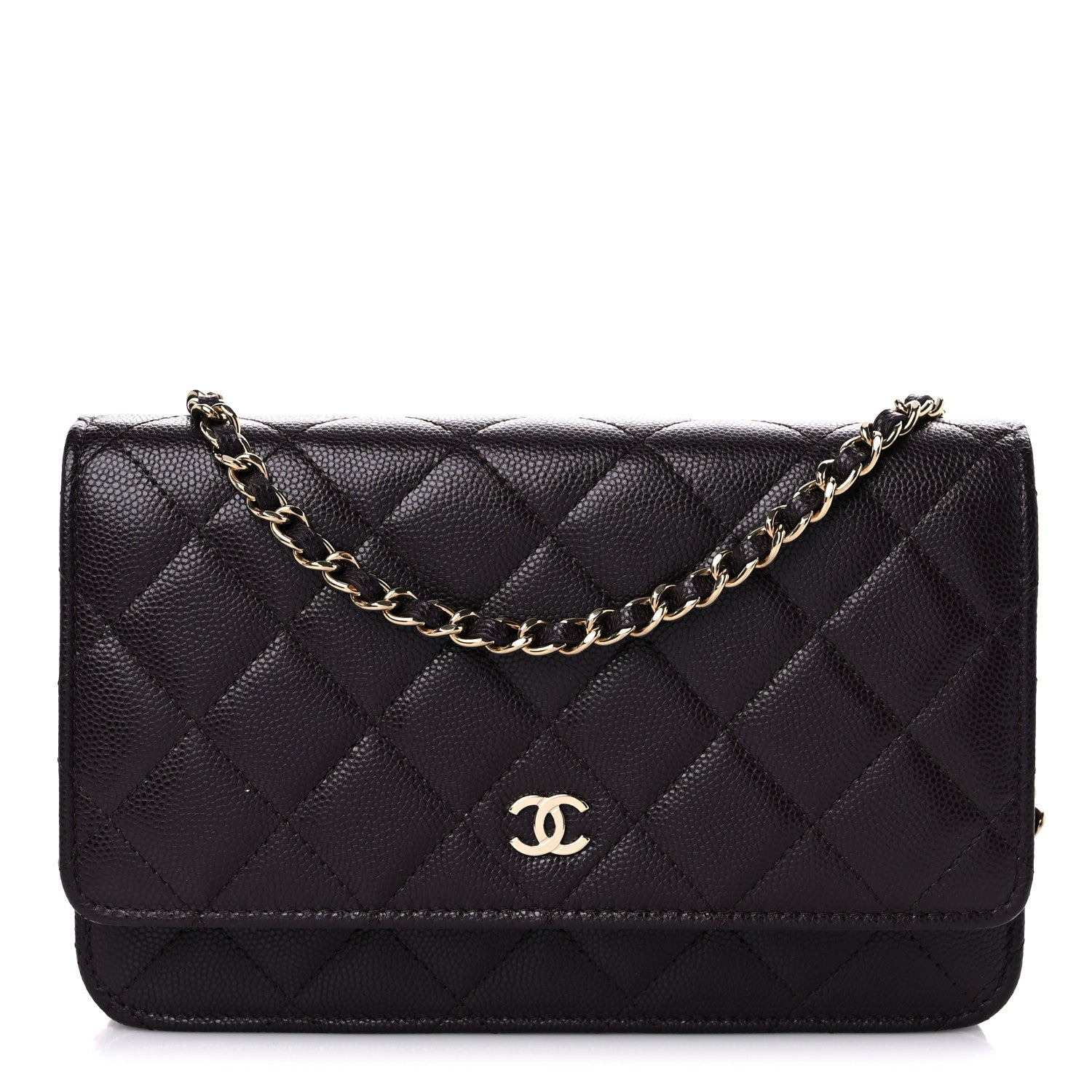 Chanel Caviar Quilted Wallet on Chain WOC Dark Brown 1 of 14