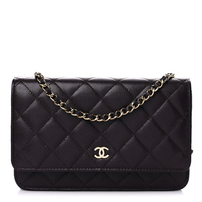 Chanel Caviar Quilted Wallet on Chain WOC Dark Brown 1 of 14