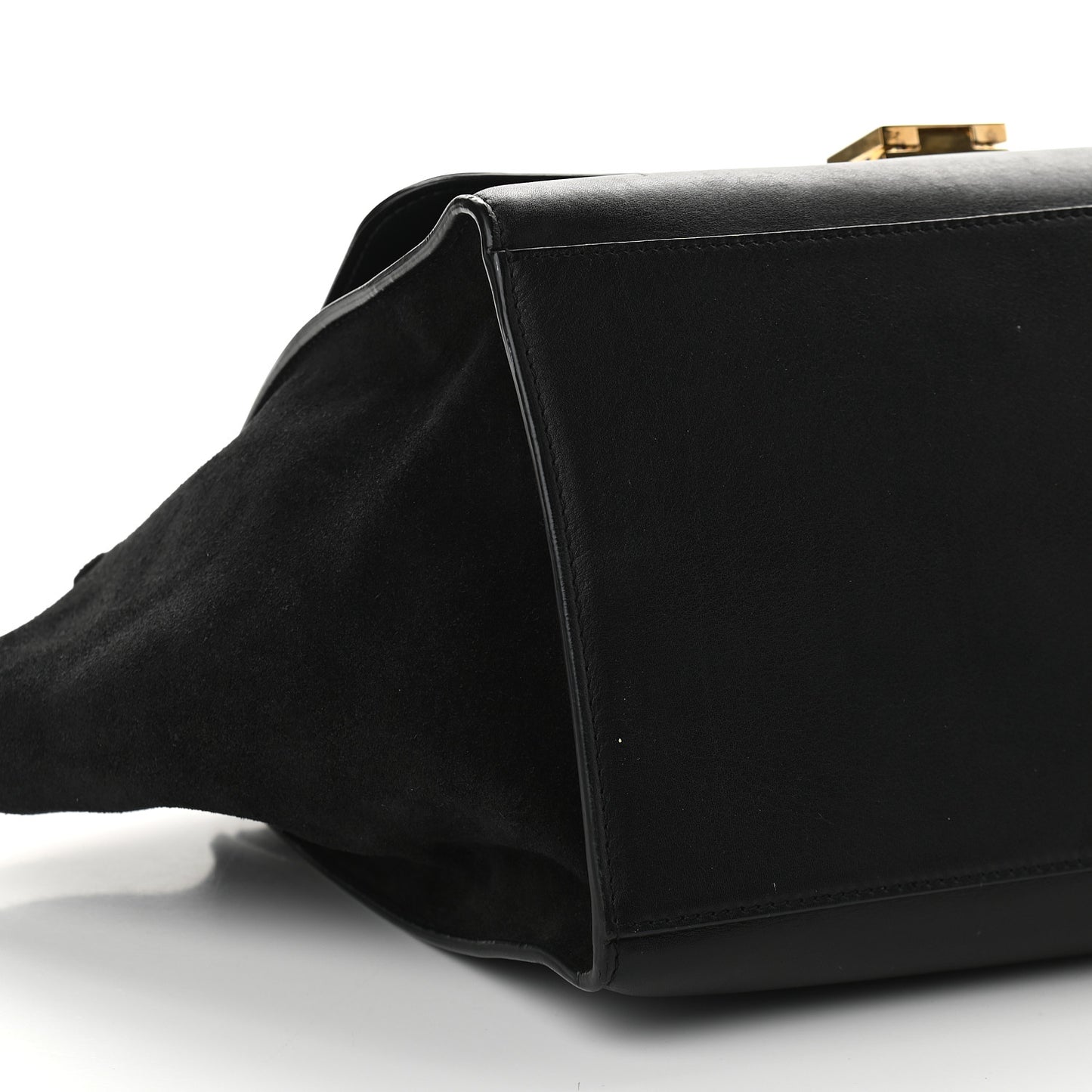 Crocodile Embossed Calfskin Suede Medium Trapeze Black