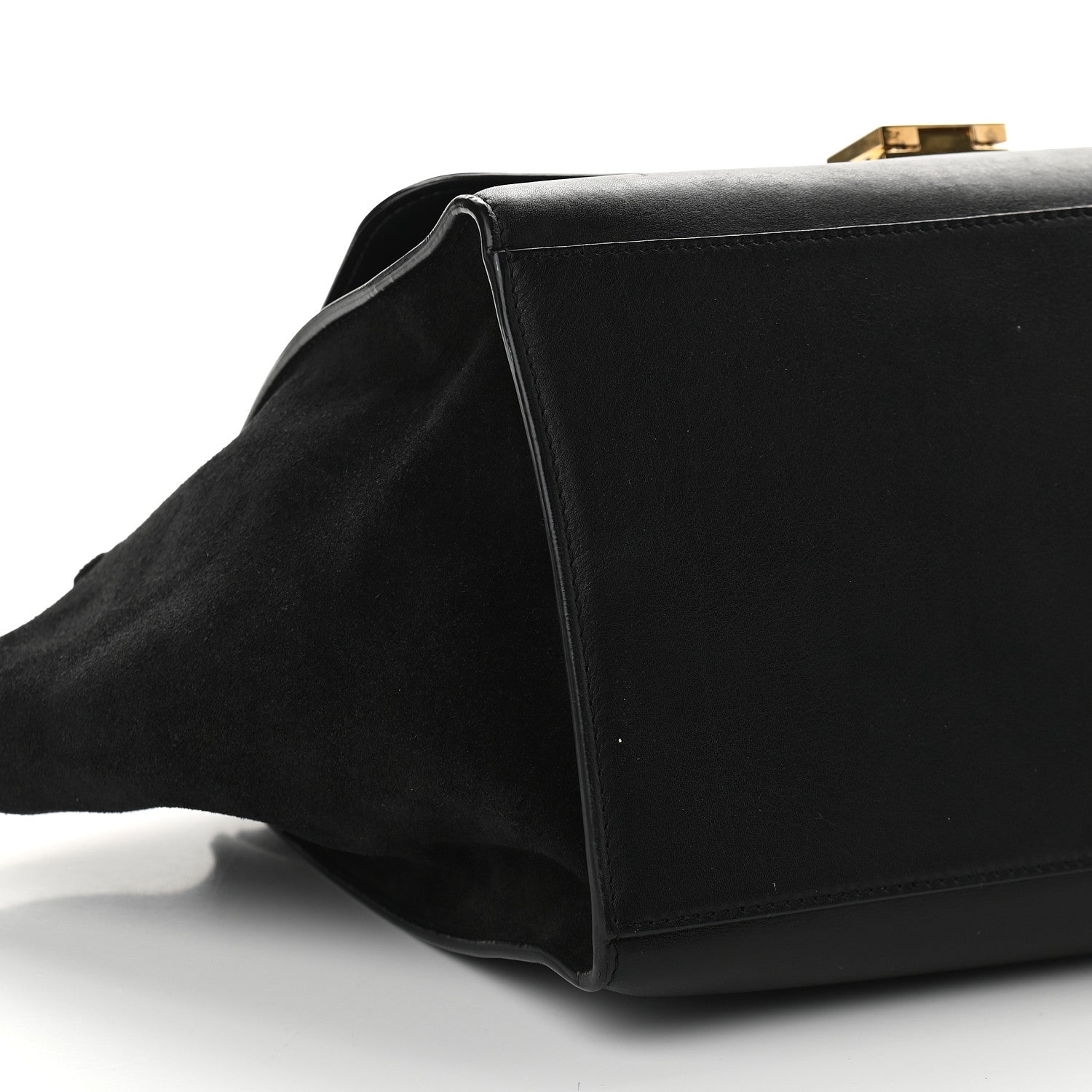 Celine Crocodile Embossed Calfskin Suede Medium Trapeze Black 8 of 9