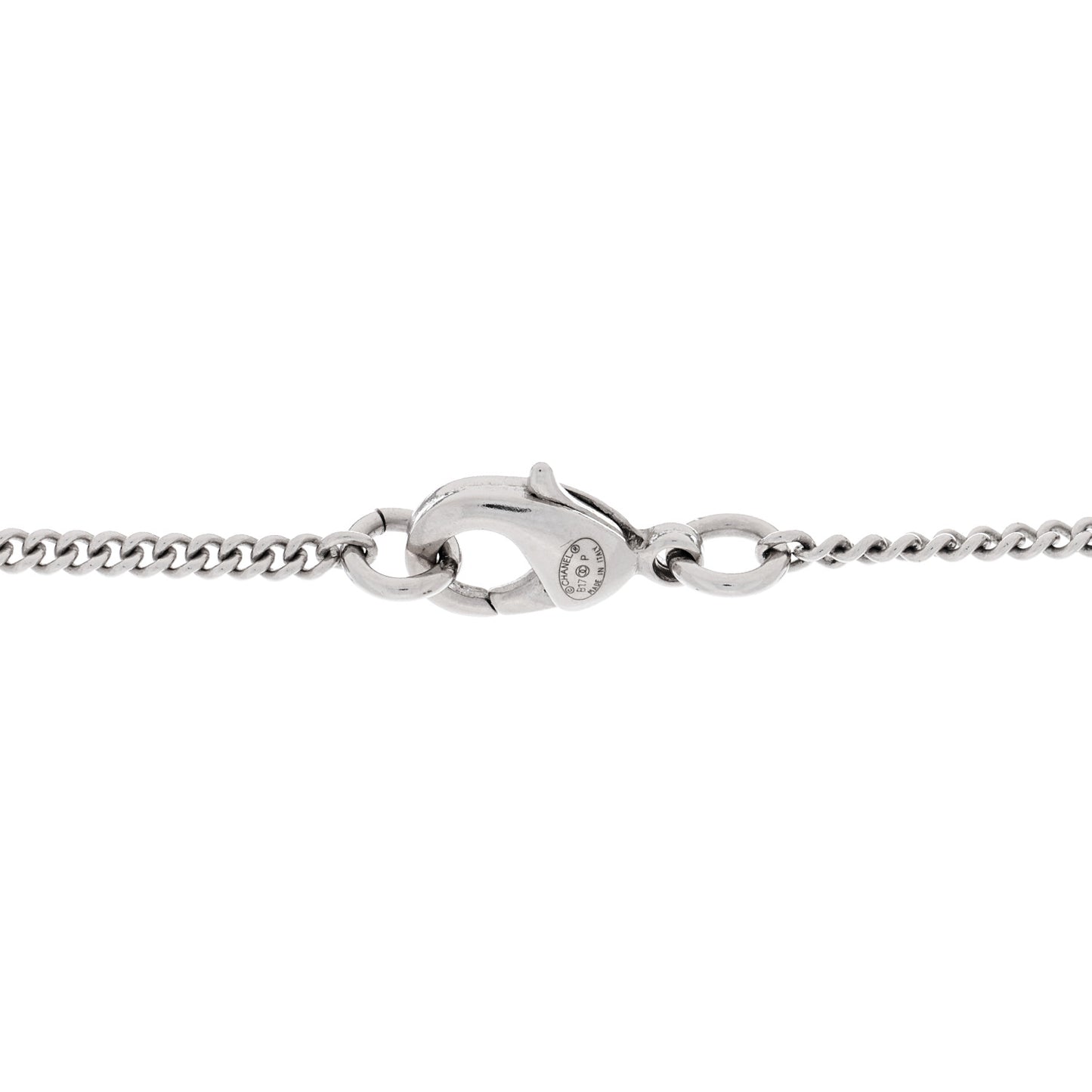 Crystal CC Drop Necklace Silver Black