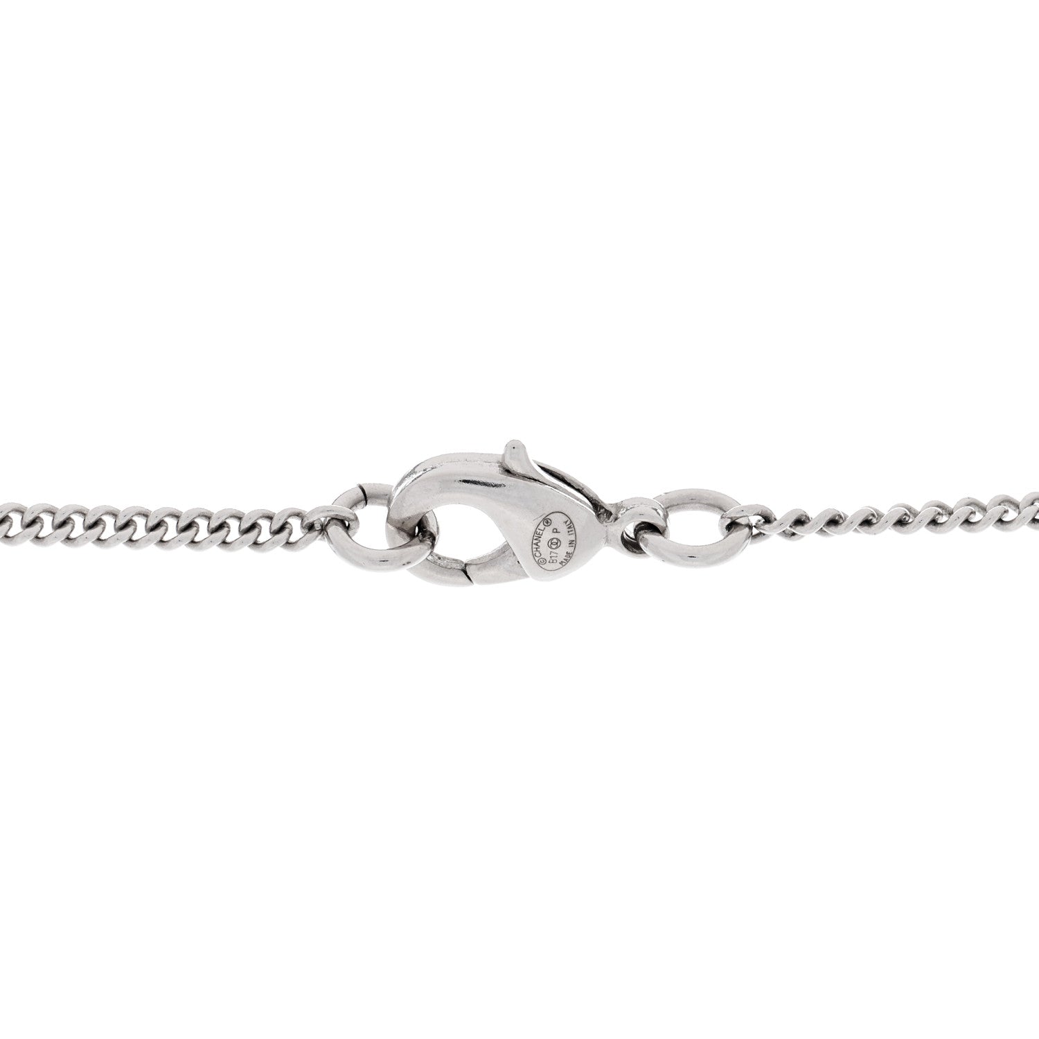 Chanel Crystal CC Drop Necklace Silver Black 3 of 3