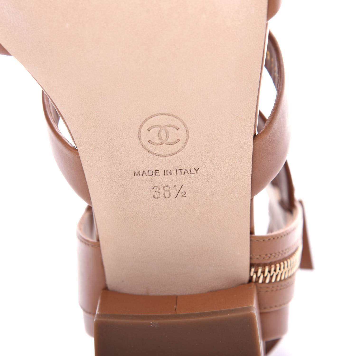 Chanel Calfskin Gladiator Sandals 38.5 Brown 9 of 11