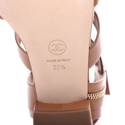 Chanel Calfskin Gladiator Sandals 38.5 Brown 9 of 11