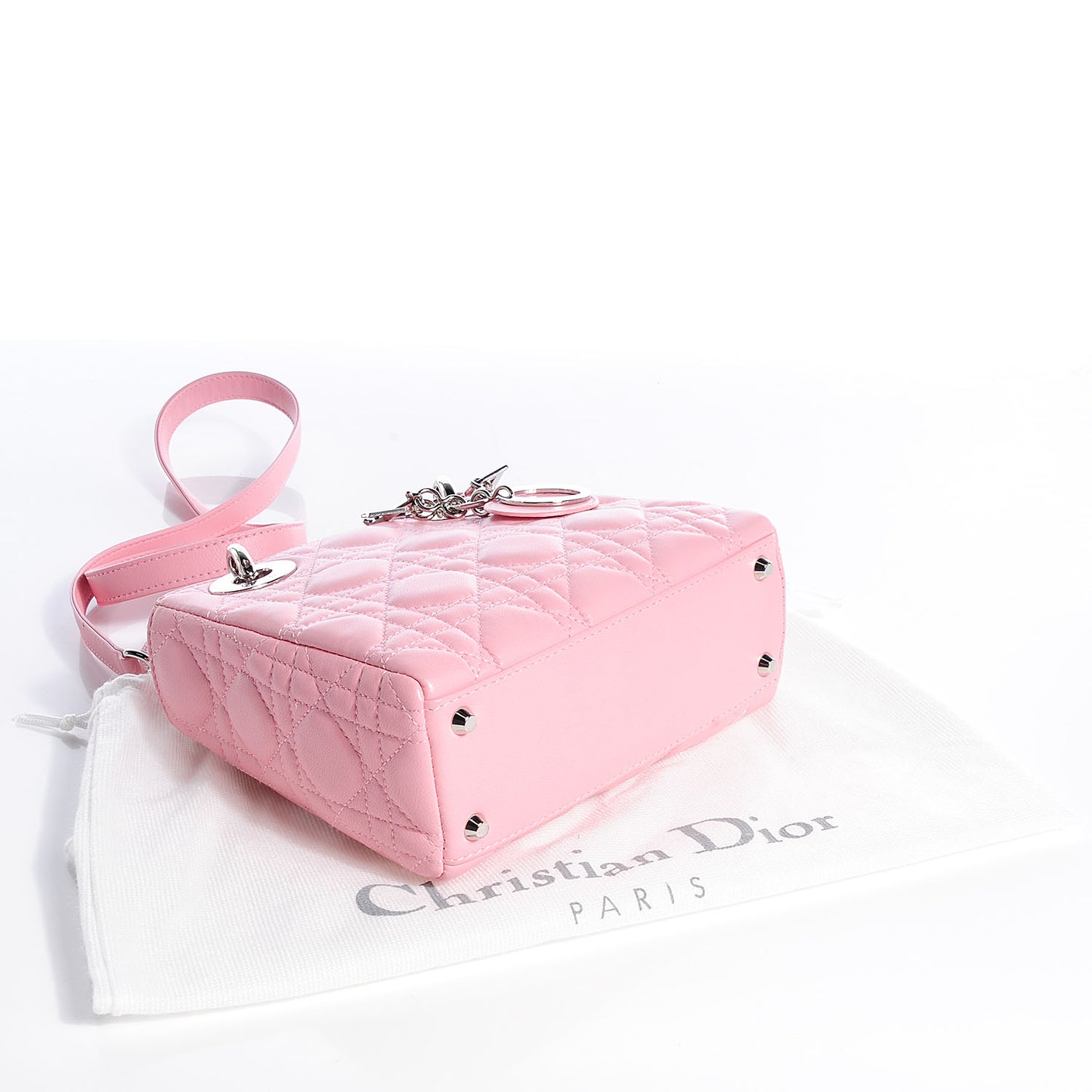 Lambskin Cannage Mini Lady Dior Rose Clair